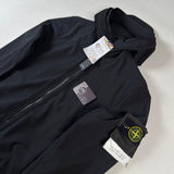 Stone Island - Light Soft Shell-R e-dye technology Hooded Jacket Black