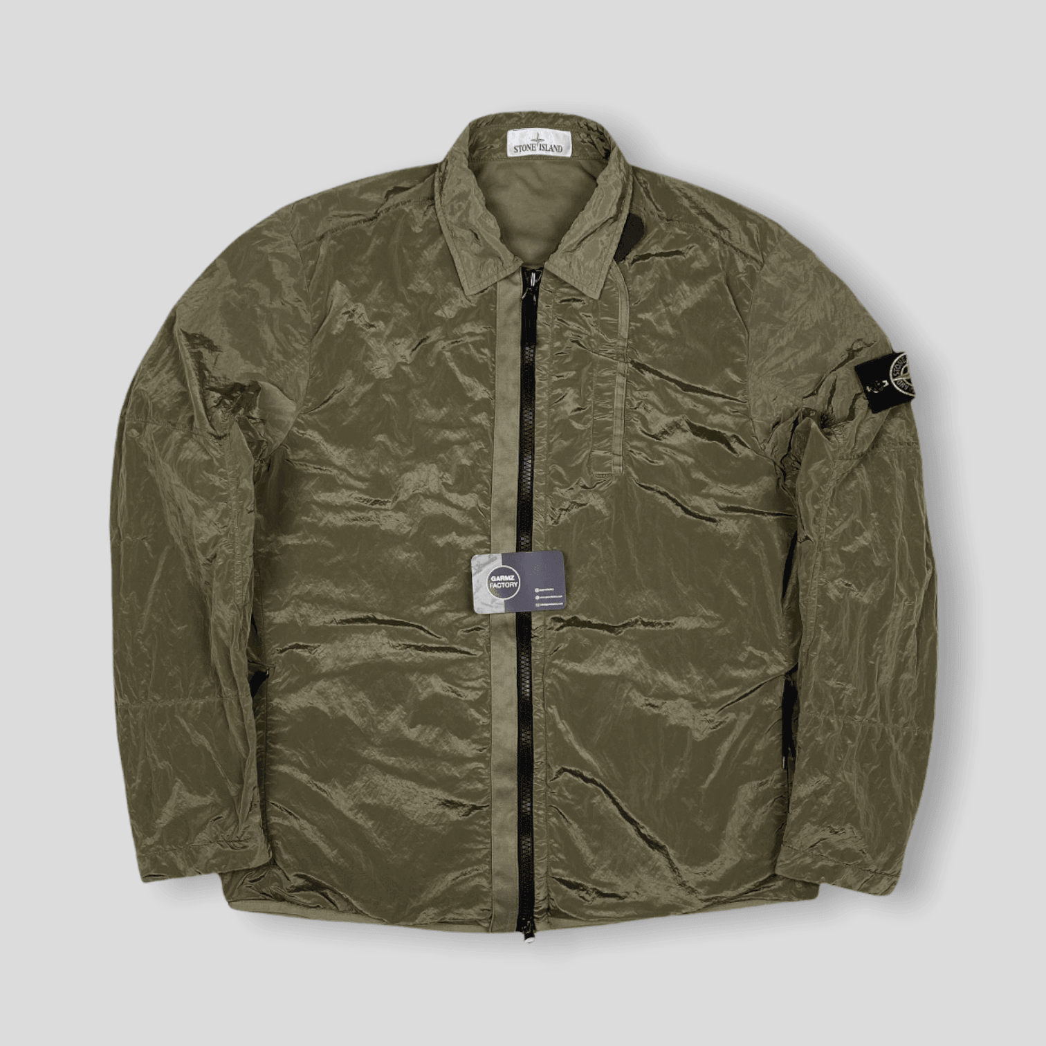 Stone island nylon metal overshirt green sale