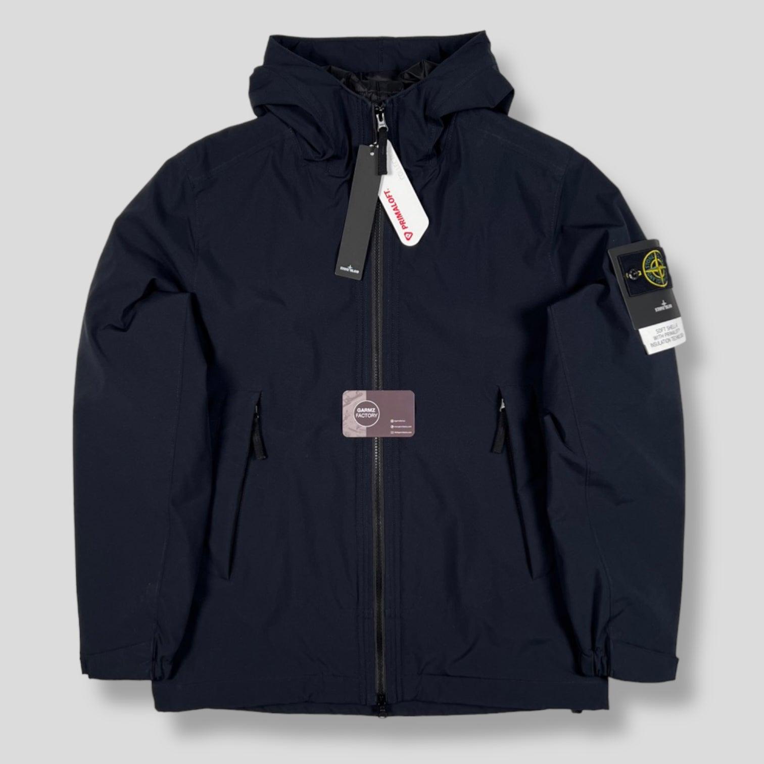 Stone Island Soft Shell R Primaloft Hooded Jacket Navy