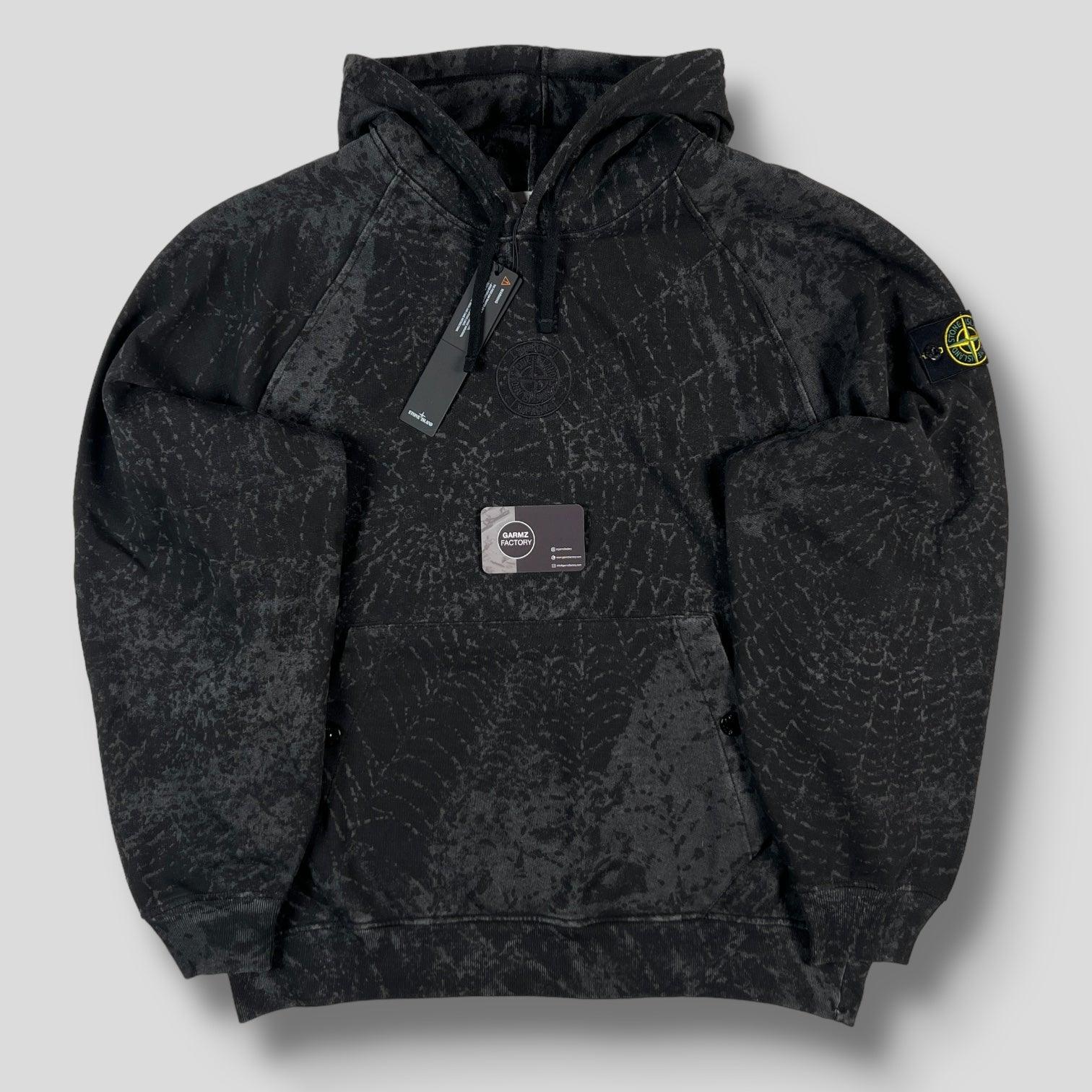 パーカー・フーディ Stone Fitted Black Cotton Sweatshirt With Modern stone-island-supreme-spider-