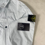 Stretch Cotton Zip Overshirt Light Blue