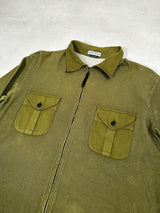 Vintage Ribbed Cotton Zip Sweatshirt Green