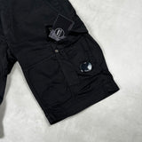 Satin Stretch Cargo Shorts Black