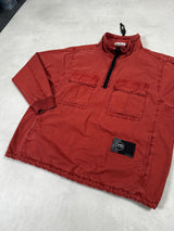 Garment Dyed 1/2 Zip Overshirt  Rust Orange