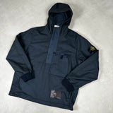 Felpa Diagonale Gommata Hooded Smock Avio Blue
