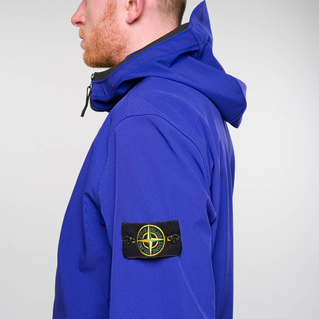 Stone Island Light Soft Shell R e dye technology Hooded Jacket Blue Garmz Factory
