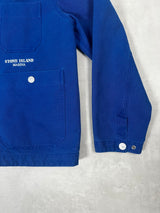 Plated Cotton Canvas Work Jacket Blue