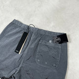 Nylon Metal Button Front Swim Shorts Sky Blue