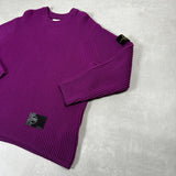 Chunky Ribbed Crewneck Jumper Purple