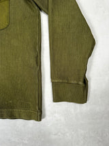 Vintage Ribbed Cotton Zip Sweatshirt Green