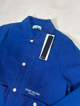 Plated Cotton Canvas Work Jacket Blue