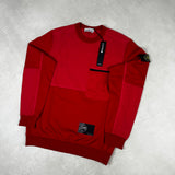 Colour Block Zip Pocket Sweatshirt Red