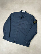 Supima Cotton Twill Stretch Overshirt Blue