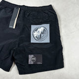 Nylon Metal Compass Print Shorts Black