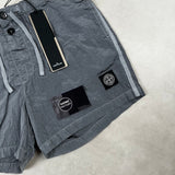 Nylon Metal Button Front Swim Shorts Sky Blue