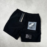 Nylon Metal Compass Print Shorts Black