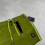 Nylon Metal Button Front Swim Shorts Lemon