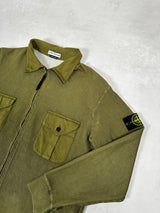 Vintage Ribbed Cotton Zip Sweatshirt Green