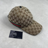 GG Canvas Web Stripe Baseball Cap Beige
