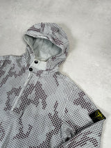 Grid Check Camo Hooded Jumper Grey