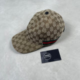 GG Canvas Web Stripe Baseball Cap Beige