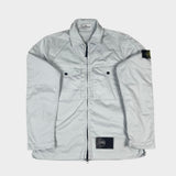 Stretch Cotton Zip Overshirt Light Blue