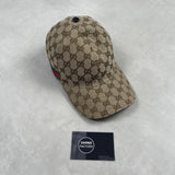 GG Canvas Web Stripe Baseball Cap Beige