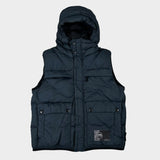 Opaque Nylon Tela Hooded Gilet Navy