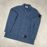 Washed Denim Zip Overshirt Denim Blue