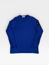 Long Sleeve Arm Badge T - Shirt Blue