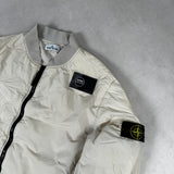 Garment Dyed Crinkle Reps Lined Bomber Jacket Cream