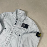 Stretch Cotton Zip Overshirt Light Blue