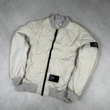 Garment Dyed Crinkle Reps Lined Bomber Jacket Cream