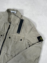 Old Effect Brushed Cotton Overshirt Beige