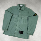 Diagonal Weave Moleskin Overshirt Green