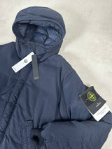 Opaque Nylon Twill Down Hooded Jacket Navy
