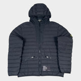 Loom Woven Down Hooded Jacket Black