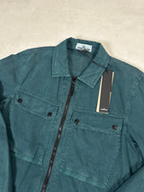 Old Effect Brushed Cotton Overshirt Teal