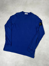 Long Sleeve Arm Badge T - Shirt Blue