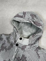 Grid Check Camo Hooded Jumper Grey
