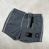 Nylon Metal Button Front Swim Shorts Sky Blue