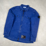 Garment Dyed Zip Overshirt Blue