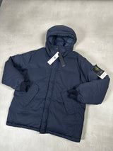 Opaque Nylon Twill Down Hooded Jacket Navy