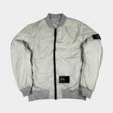 Garment Dyed Crinkle Reps Lined Bomber Jacket Cream