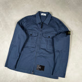Stretch Cotton Zip Overshirt Blue