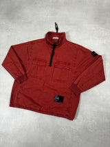Garment Dyed 1/2 Zip Overshirt  Rust Orange
