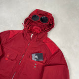 Multipocket Nylon Chrome Goggle Jacket Red