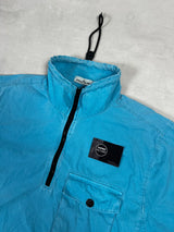 Garment Dyed 1/2 Zip Overshirt Aqua Blue