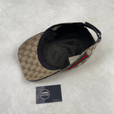 GG Canvas Web Stripe Baseball Cap Beige