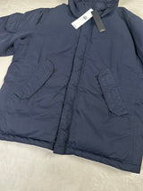 Opaque Nylon Twill Down Hooded Jacket Navy